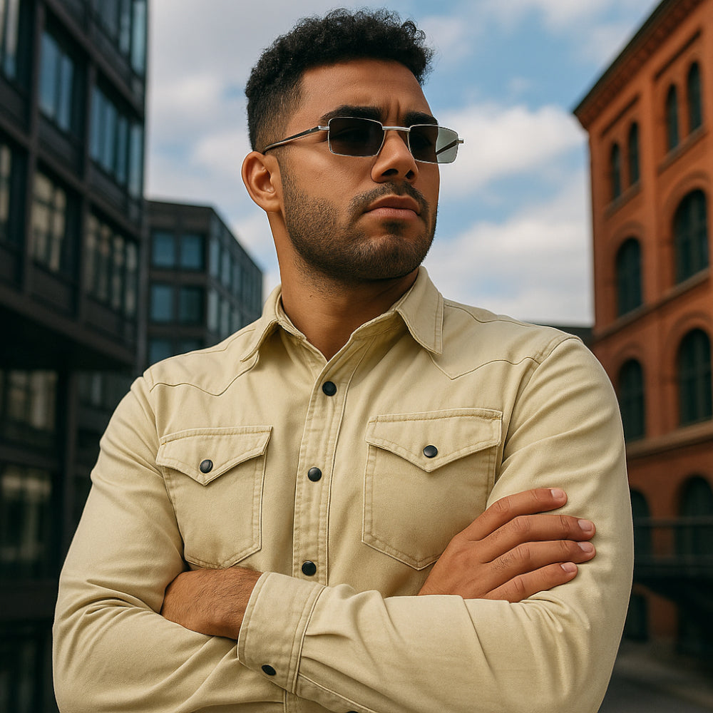 قميص أكتيف غاباردين بجيبين - أصفر