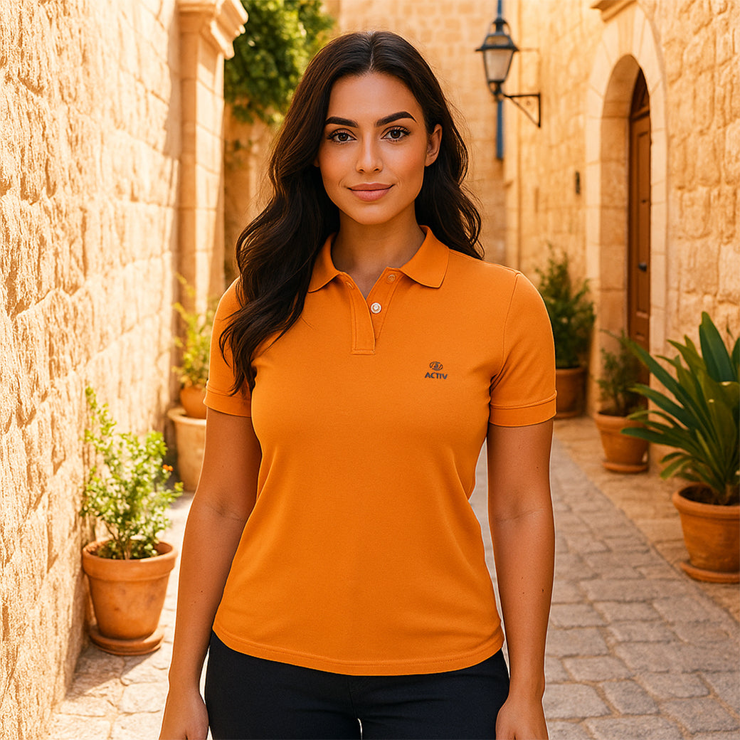 ACTIV PRINT CASUAL POLO - ORANGE
