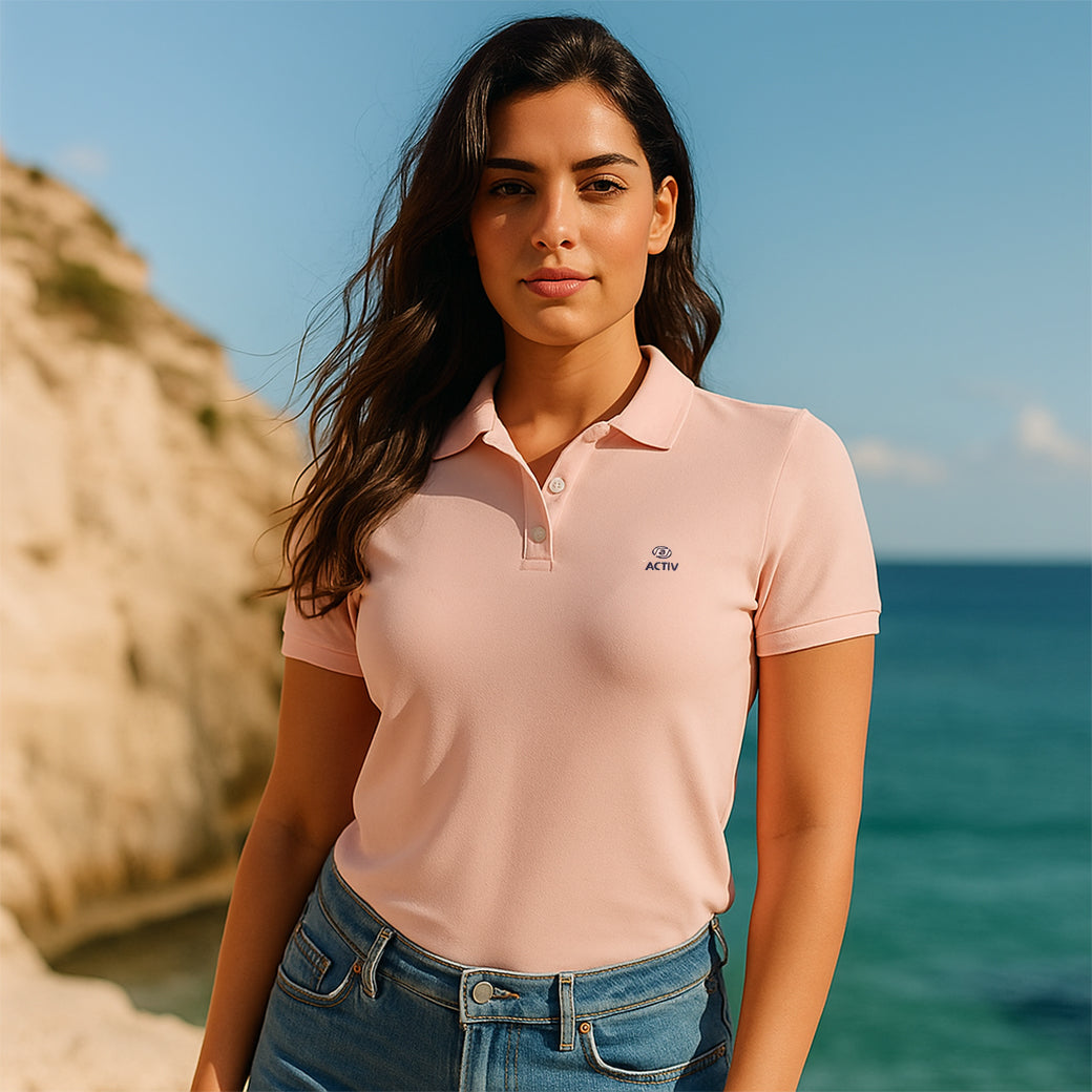 ACTIV PRINT CASUAL POLO - ROSE