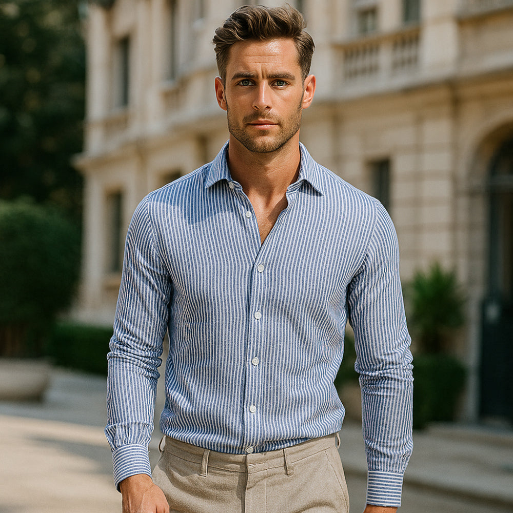 قميص ACTIV STRIPPED LS - أزرق