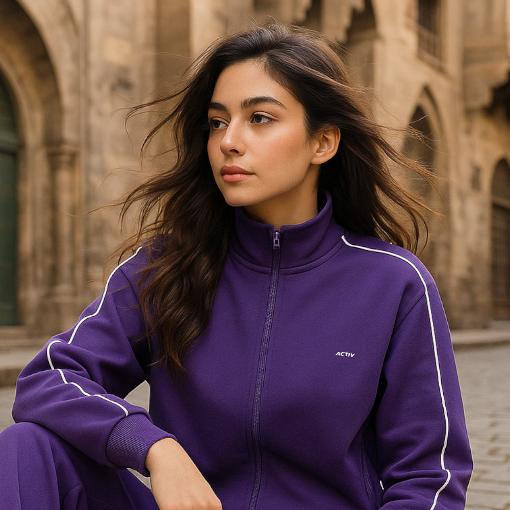 ACTIV BASIC ZIPPER TRACKTOP - PURPLE - Activ Abou Alaa