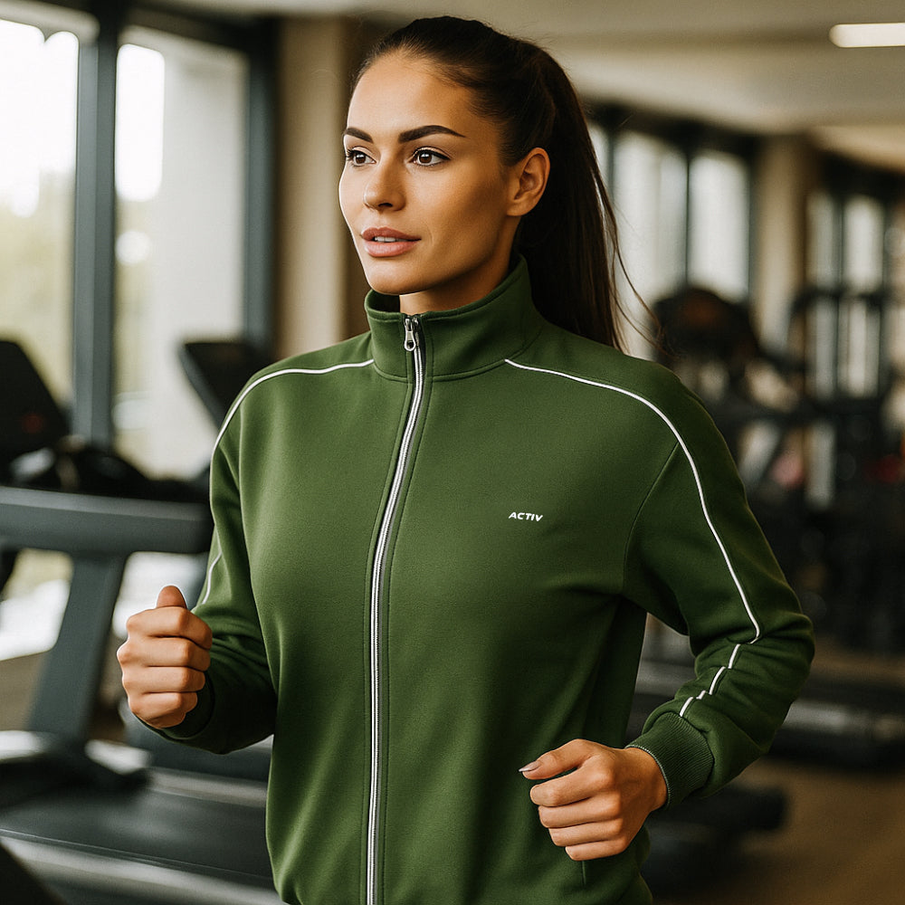 ACTIV BASIC ZIPPER TRACKTOP - OLIVE - Activ Abou Alaa