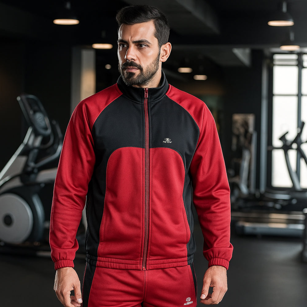 ACTIV CROW ZIPPER TRACKSUIT - BURGUNDY - Activ Abou Alaa