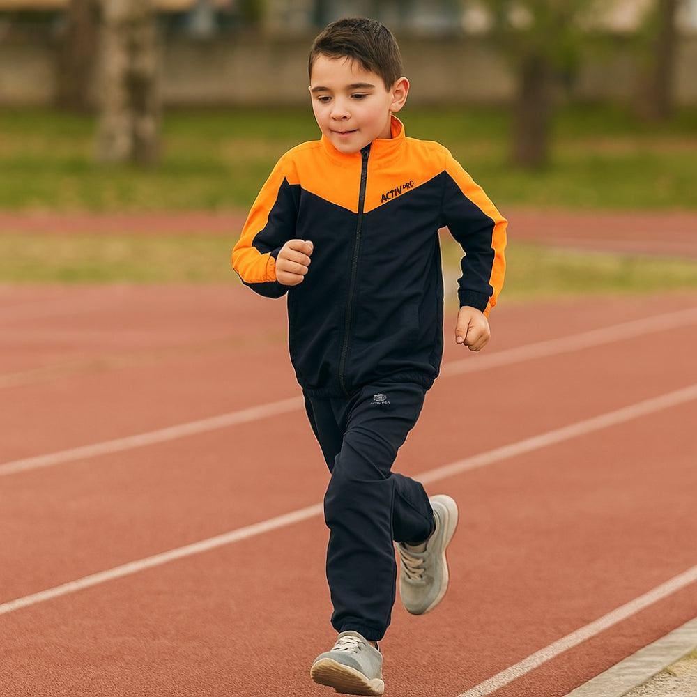 ACTIV BOYS SPORTS TRACKSUIT - D.GREY & ORANGE - Activ Abou Alaa