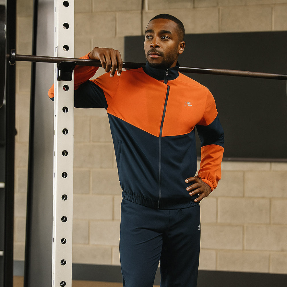 ACTIV CROW ZIPPER TRACKSUIT - D.GREY*ORANGE - Activ Abou Alaa