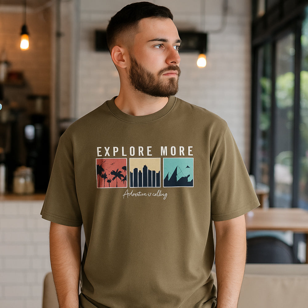 ACTIV GRAPHIC R.NECK T-SHIRT - BROWN