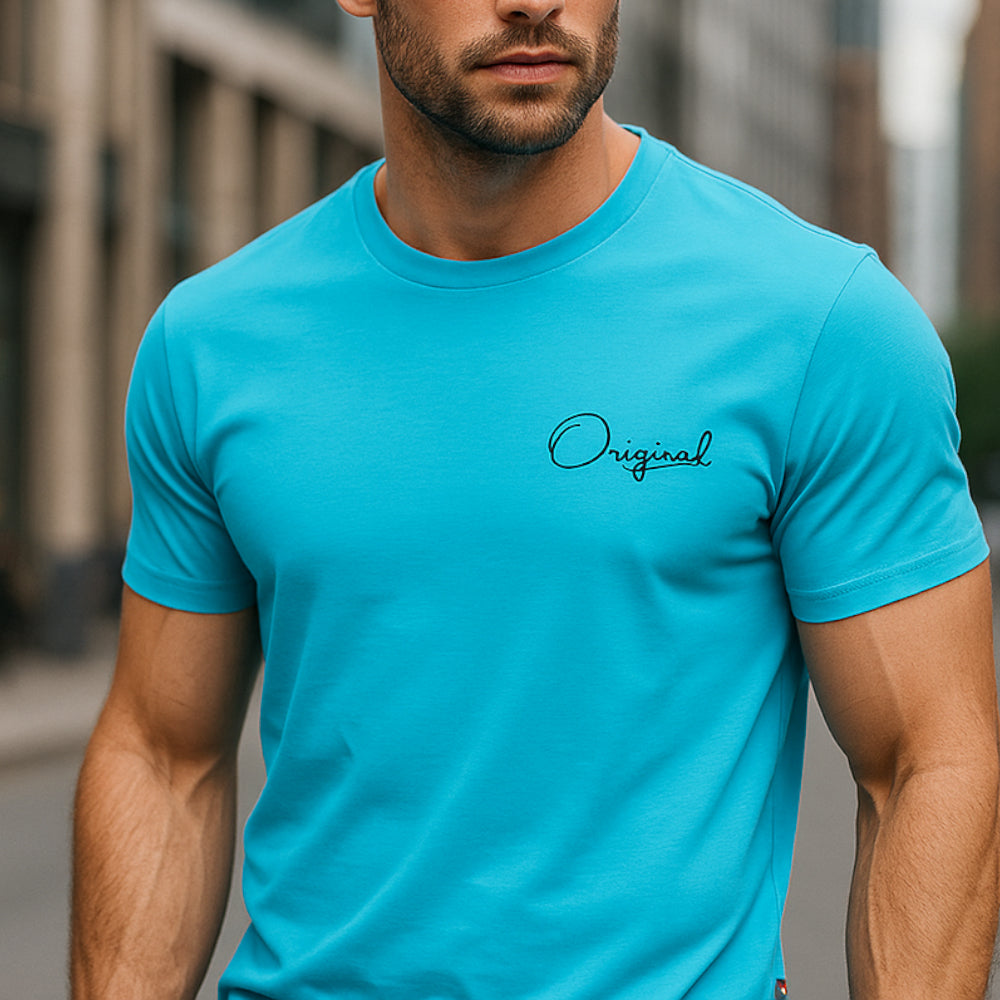 ACTIV PRINT R.NECK T-SHIRT - TURQUOIS