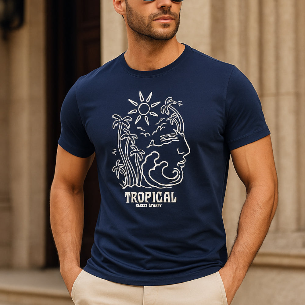 ACTIV HAWAII R.NECK T-SHIRT - NAVY