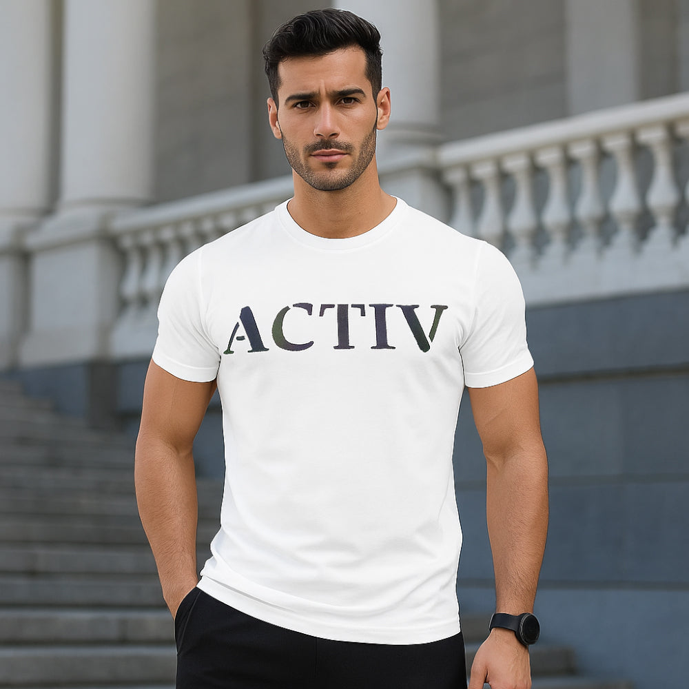 ACTIV PRINT R.NECK T-SHIRT - WHITE