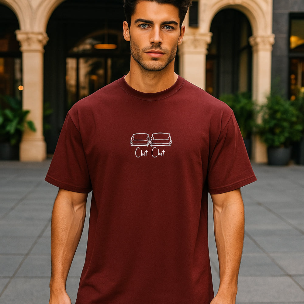 ACTIV EMB R.NECK T-SHIRT OVERSIZE - BURGUNDY