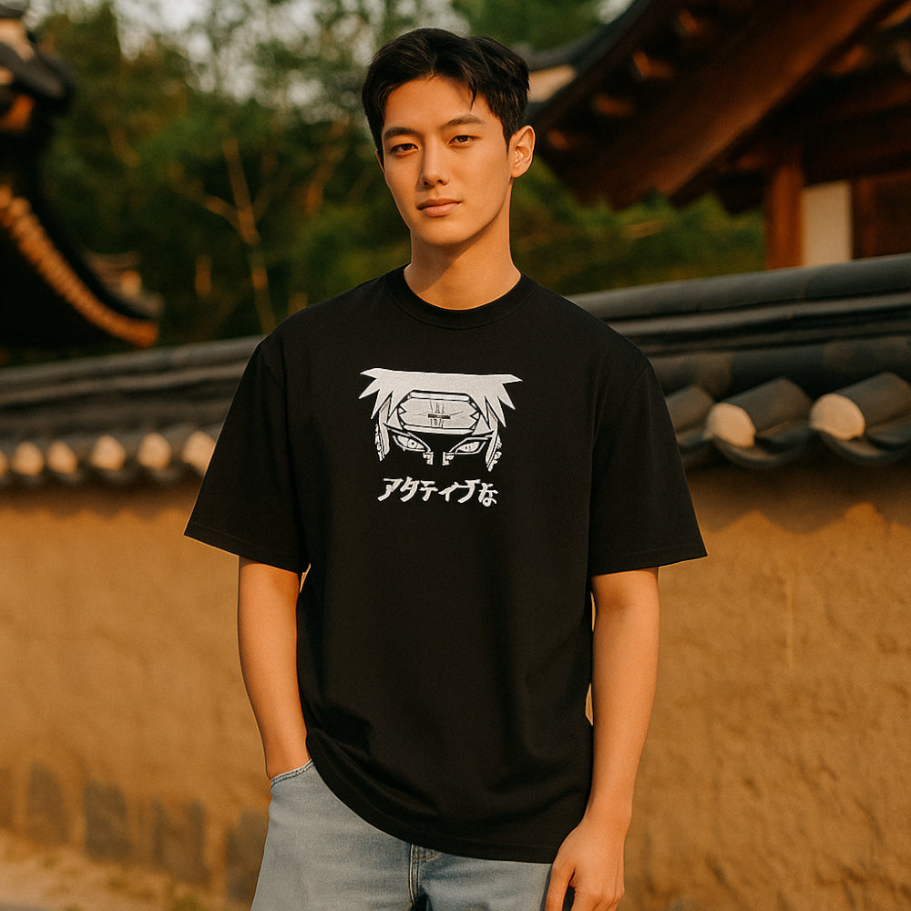 ACTIV GRAPHIC R.NECK -OVRSIZE T-SHIRT - BLACK