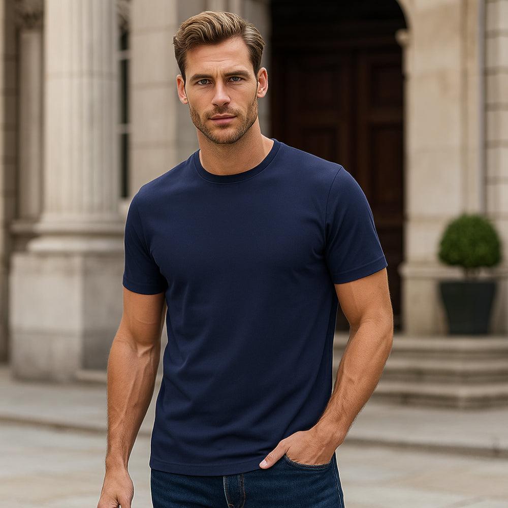 ACTIV EMB R.NECK T-SHIRT - NAVY