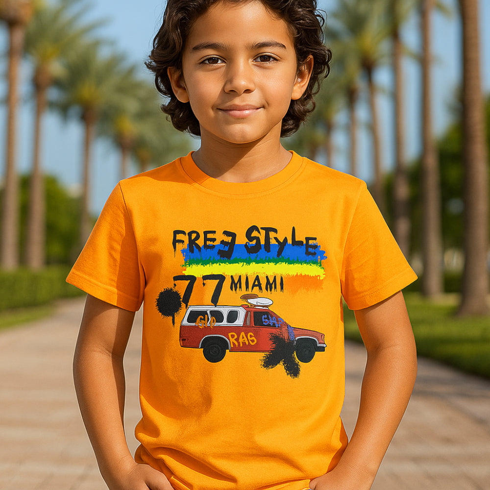 ACTIV GRAPHIC R.NECK T-SHIRT - CAMEL