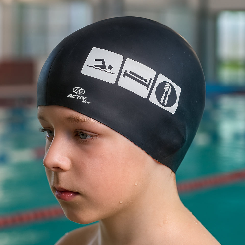 ACTIV Kids Swimming cap - Black - Activ Abou Alaa