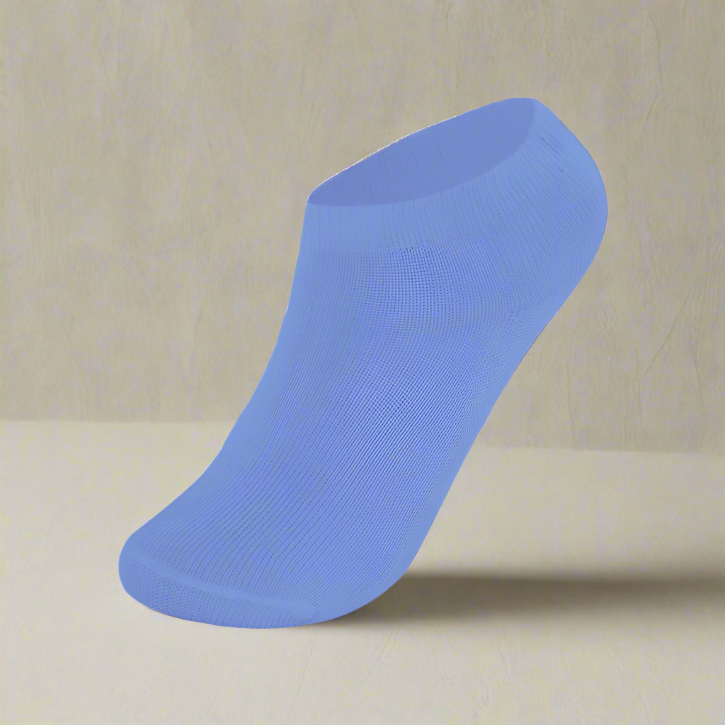 Blue ankle sock on a beige background