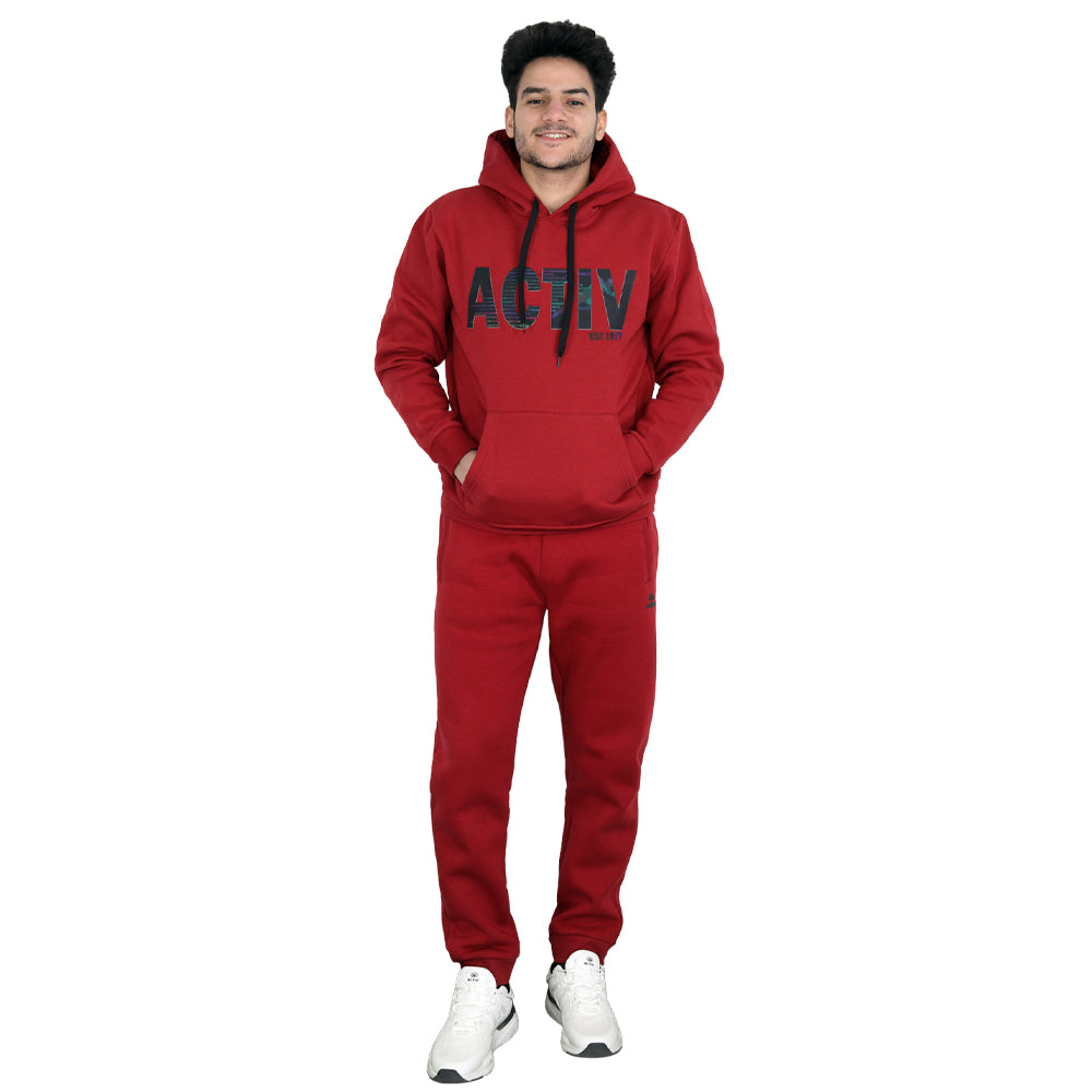 ACTIV PRINT HOODIE SWEATSHIRT - BURGUNDY