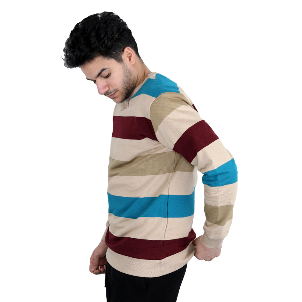 ACTIV STRIPPED R.NECK SWEATSHIT - Burgundy*Olive
