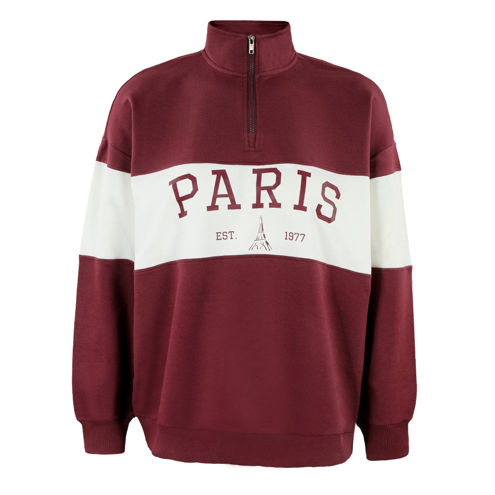 ACTIV CROW H.ZIPPER SWEATSHIRT - BURGUNDY