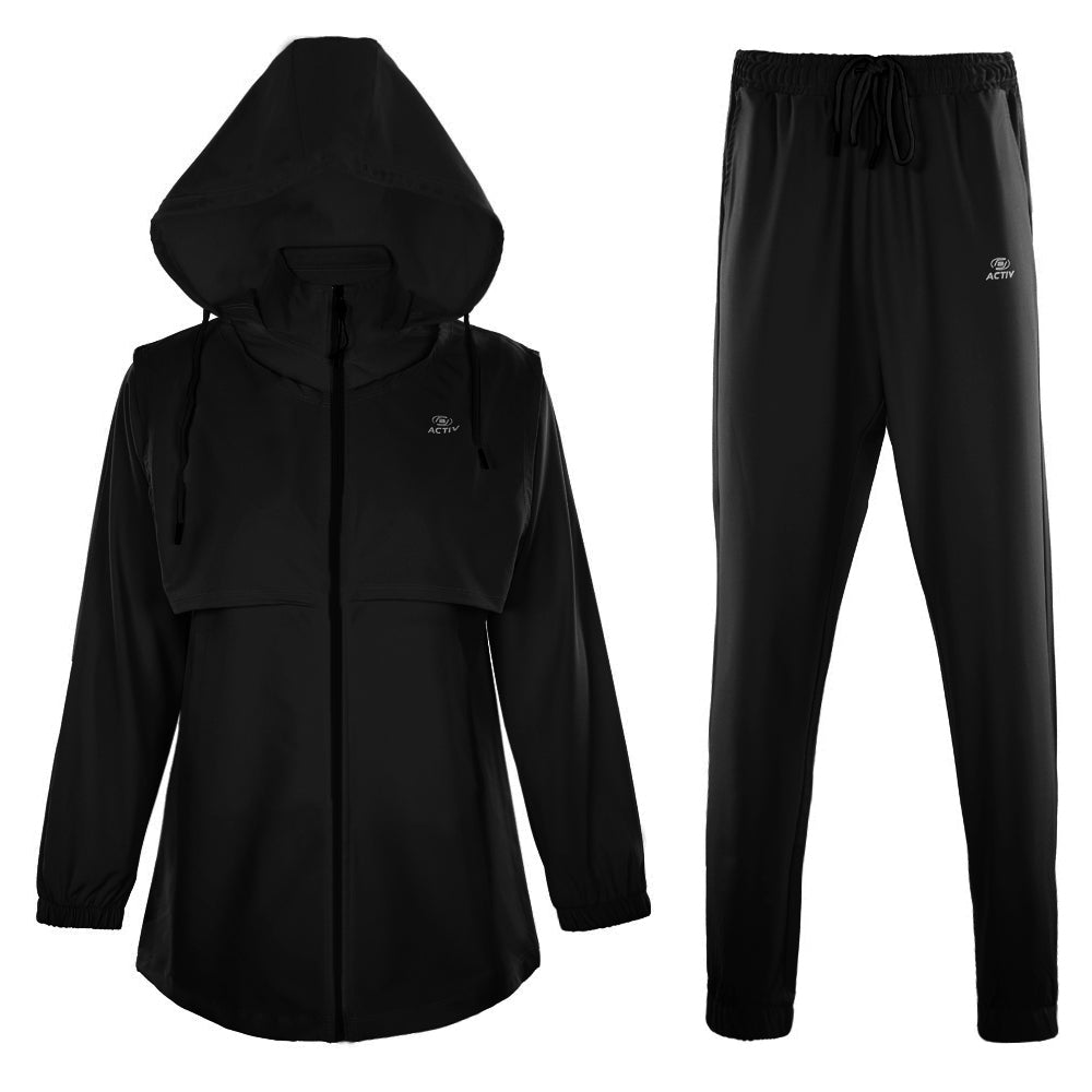 ACTIV CROW ZIPPER TRACKSUIT - WOMEN - BLACK - Activ Abou Alaa