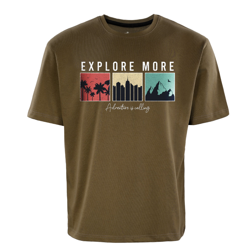 ACTIV GRAPHIC R.NECK T-SHIRT - BROWN