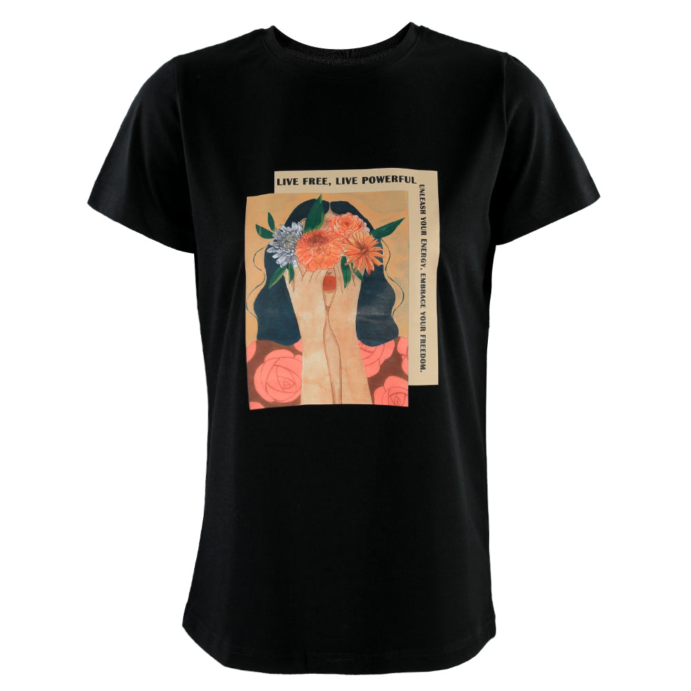ACTIV GRAPHIC R.NECK T-SHIRT - BLACK