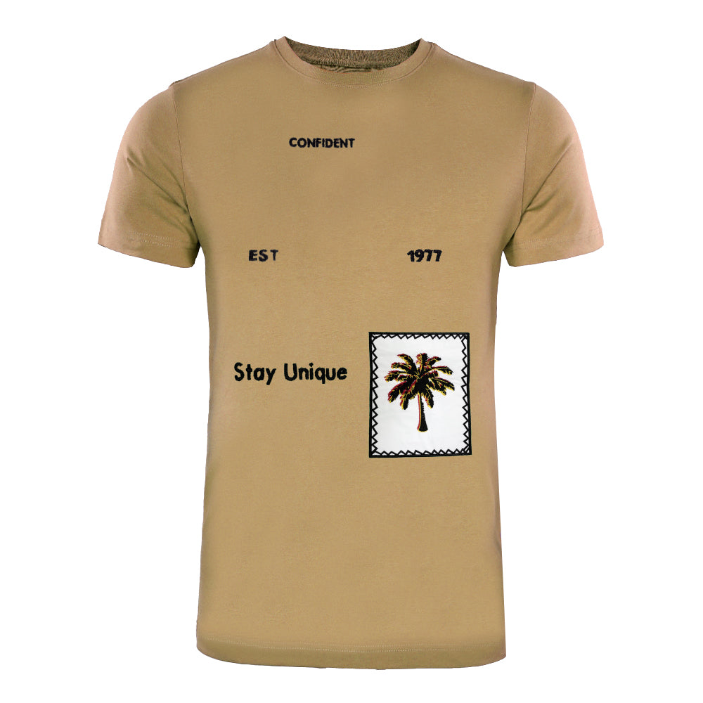 ACTIV EMB R.NECK T-SHIRT - BEIGE