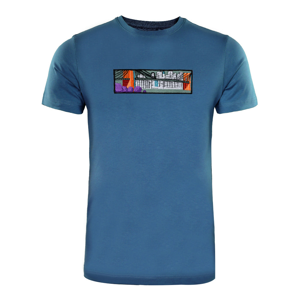 ACTIV EMB R.NECK T-SHIRT - INDIGO