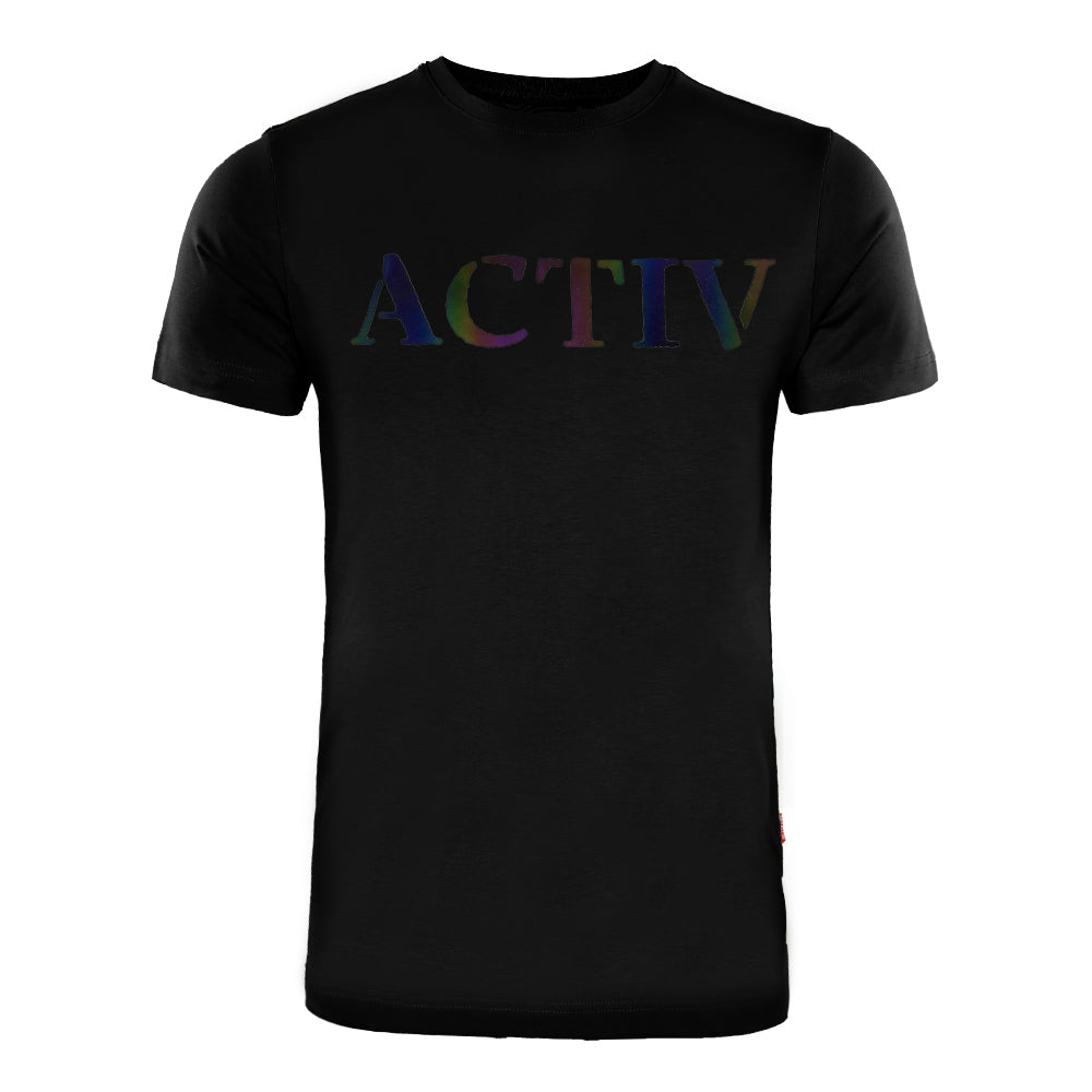 ACTIV PRINT R.NECK T-SHIRT - BLACK