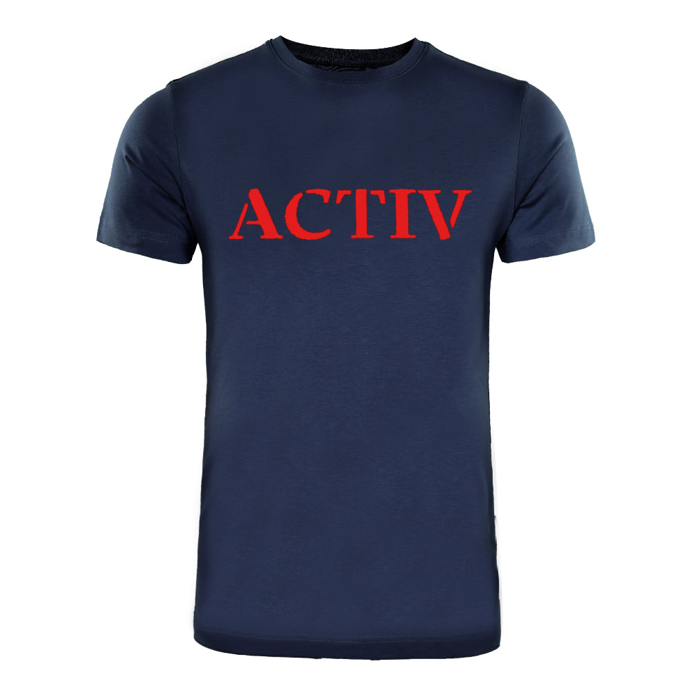 ACTIV PRINT R.NECK T-SHIRT - NAVY