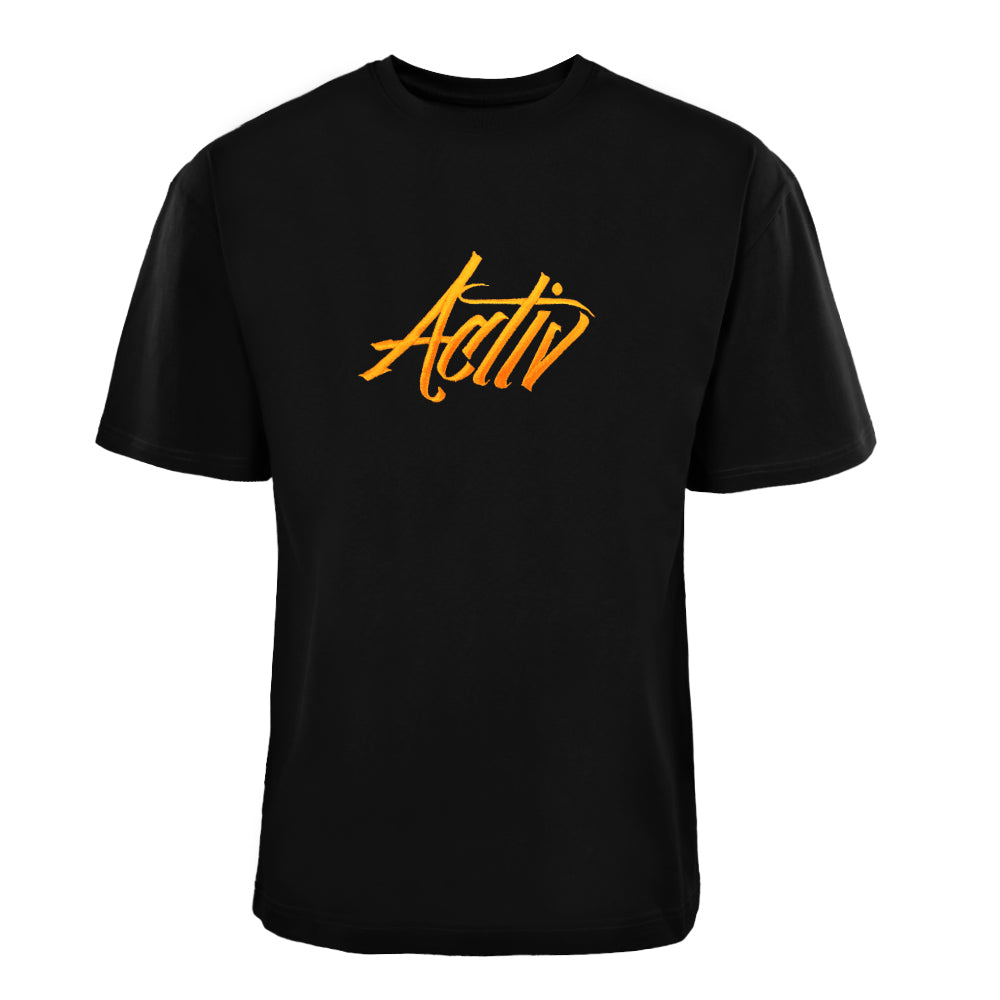 ACTIV EMB R.NECK T-SHIRT OVERSIZE - BLACK