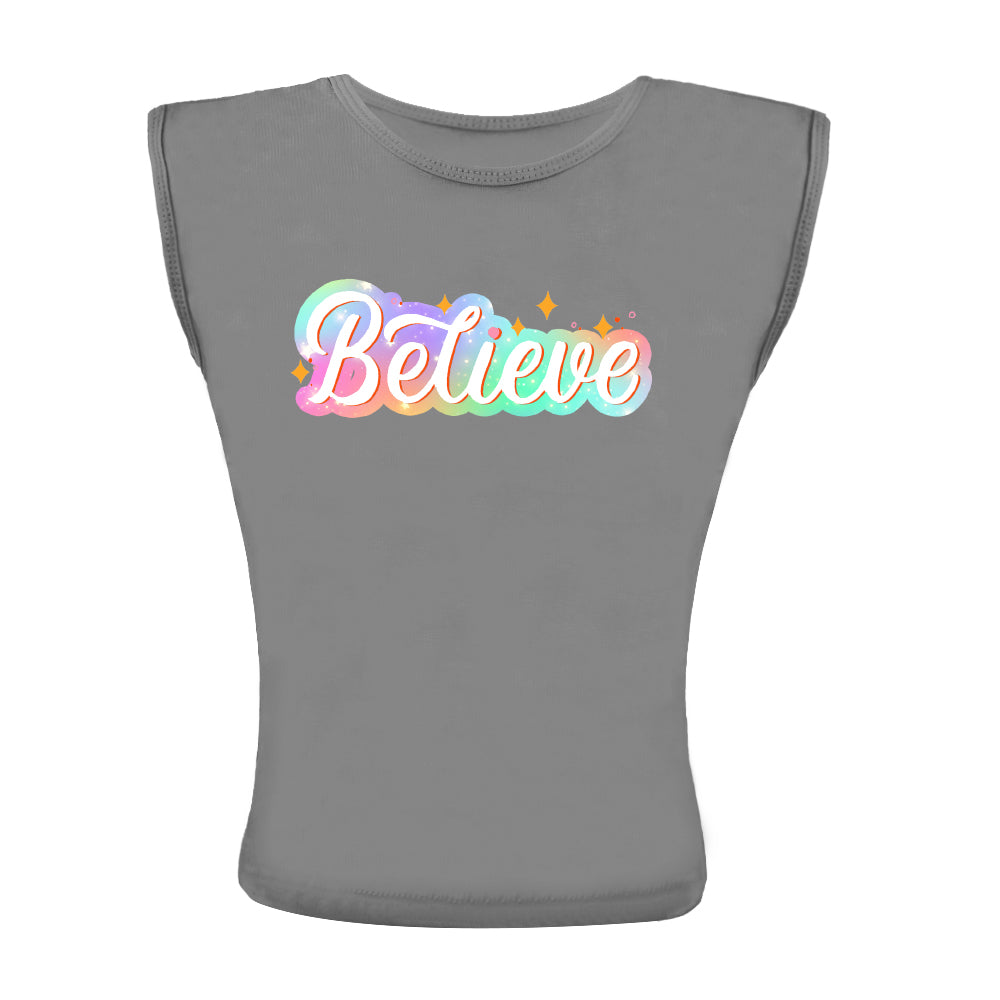 ACTIV CROP-TOP R.NECK T-SHIRT - D.GREY