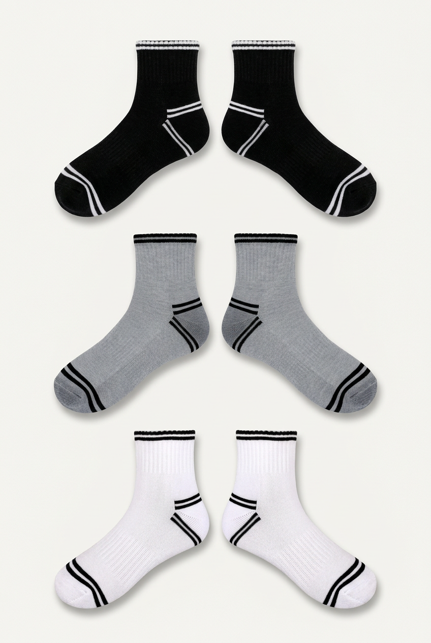 Striped Casual Crew Socks-3-Pack