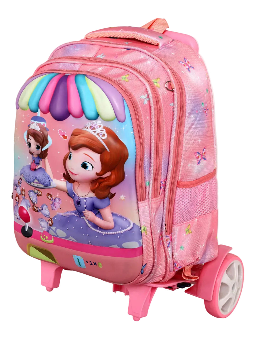 Kids 3D Cartoon Character Trolley School Backpack with Wheels (Multiple Designs)