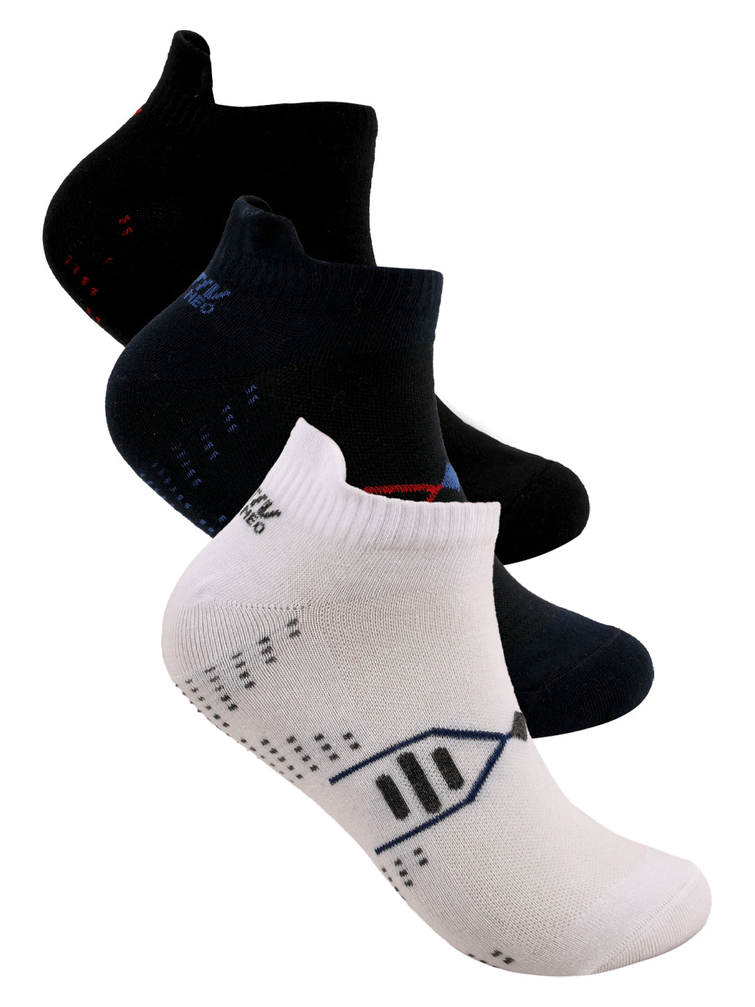 Activ Kids' Ankle Socks 3-Pack – White, Navy & Black
