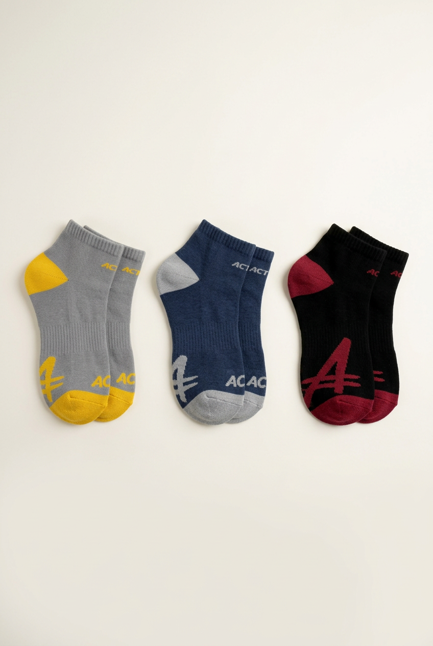 Men's Multi-Color Ankle Socks Pack (3 Pairs)