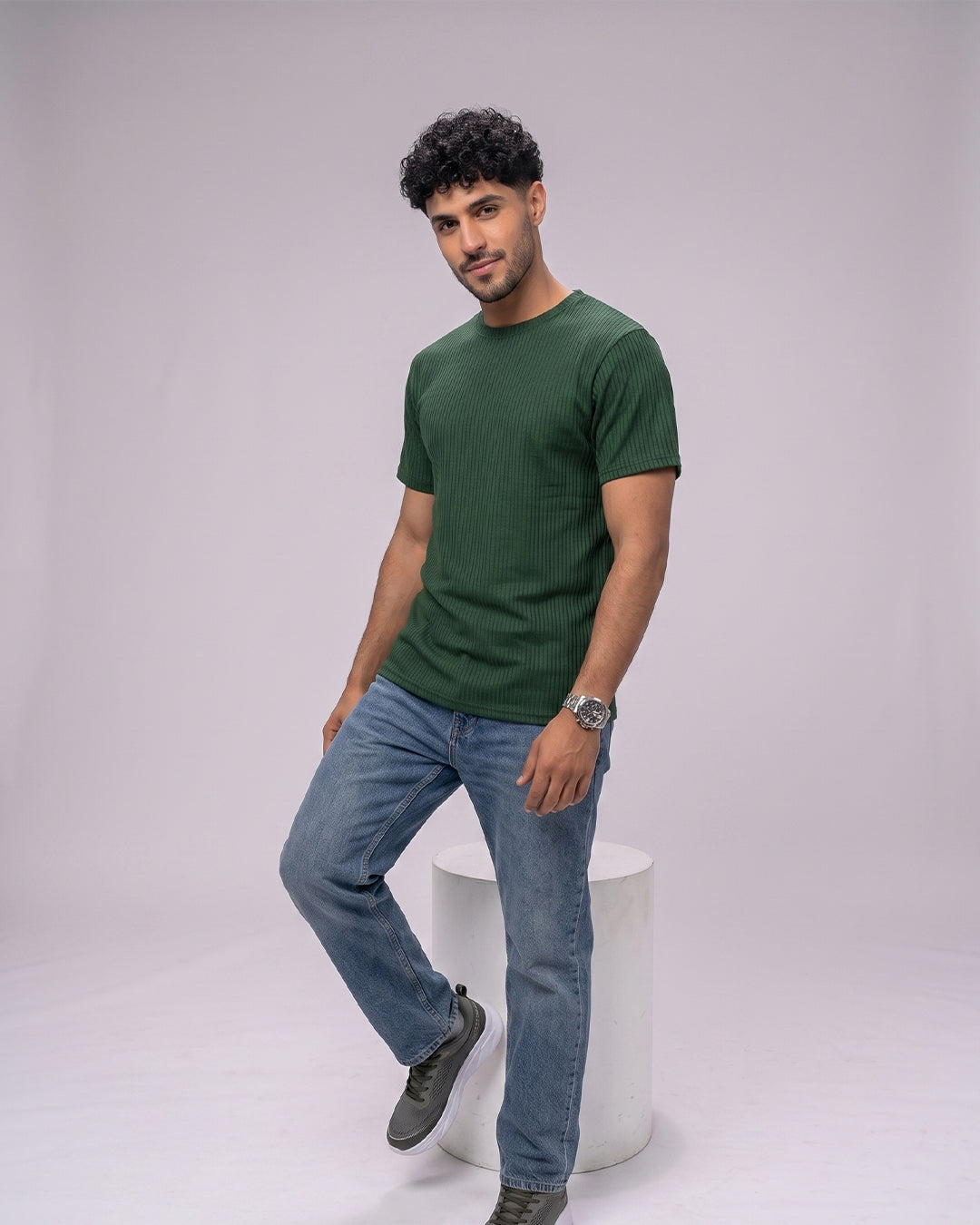 النشاط الأساسي R.NECK تي شيرت - زيتوني