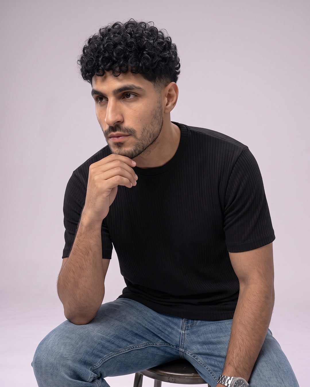 تي شيرت ACTIV أساسي برقبة دائرية - أسود