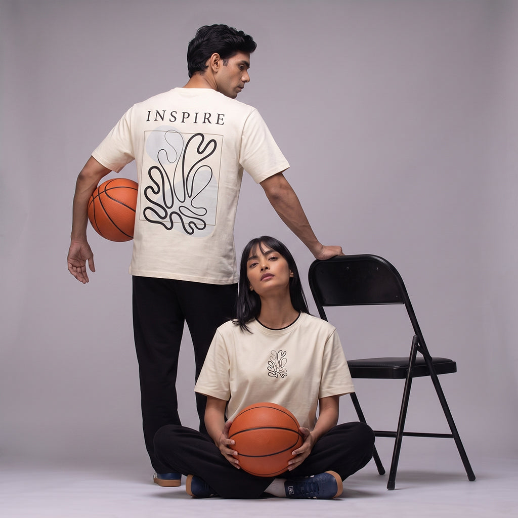 ACTIV GRAPHIC R.NECK T-SHIRT -  BEIGE