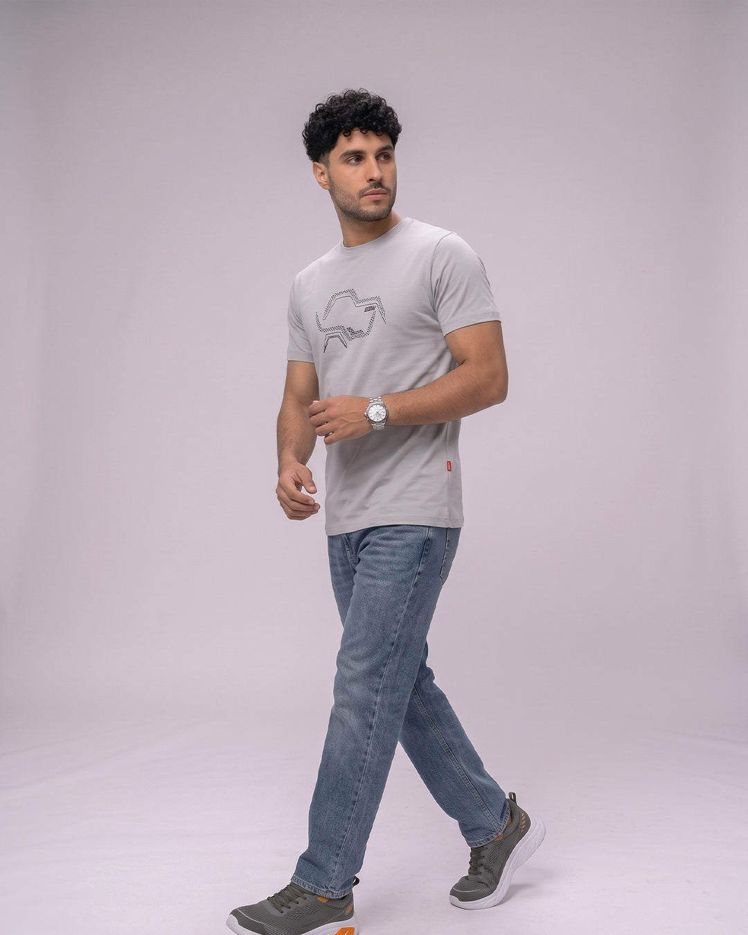 ACTIV PRINT R.NECK T-SHIRT - GREY