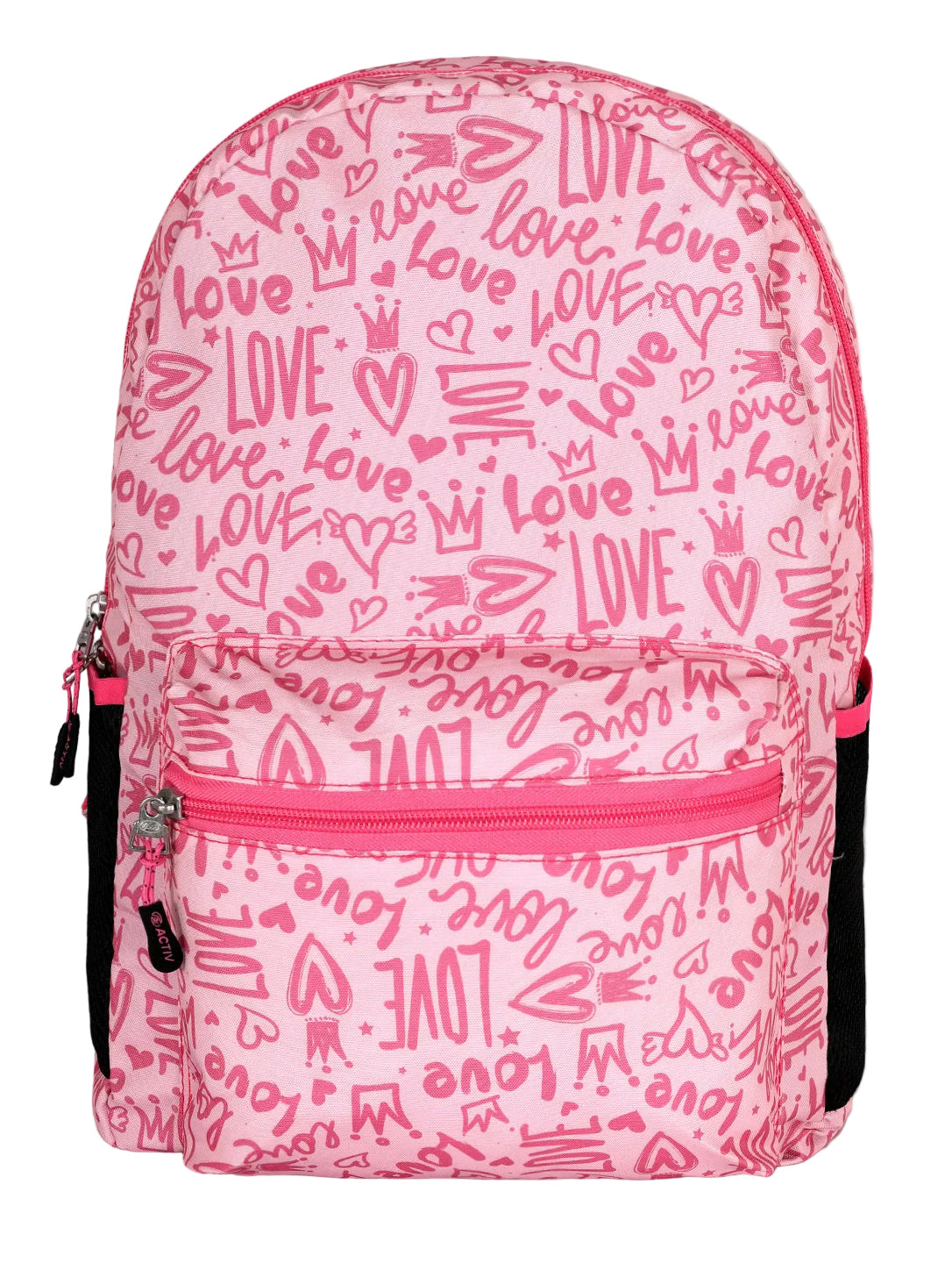"Love" Typography & Hearts All-Over Print Casual, School, and Laptop Backpack