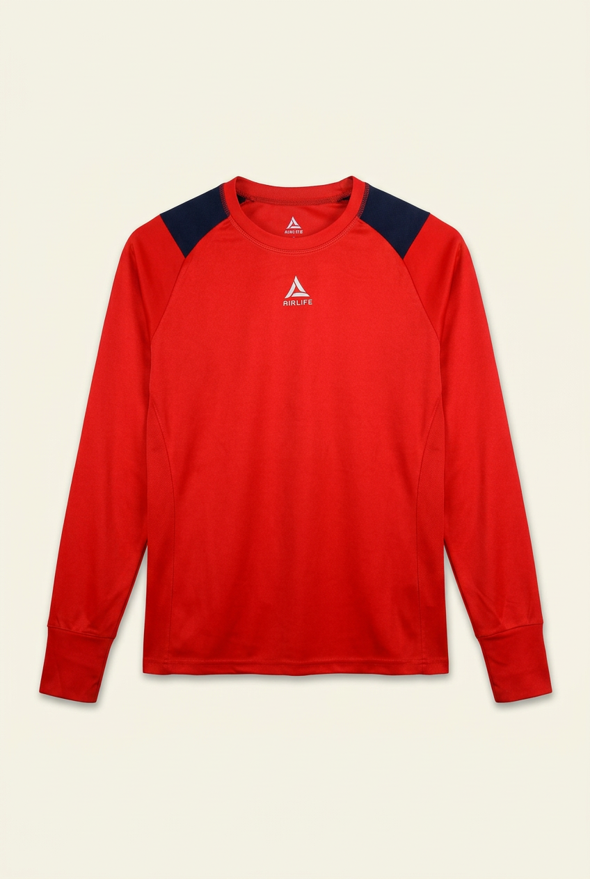 Men's Red & Navy Airlife Long-Sleeve Athletic Training Top