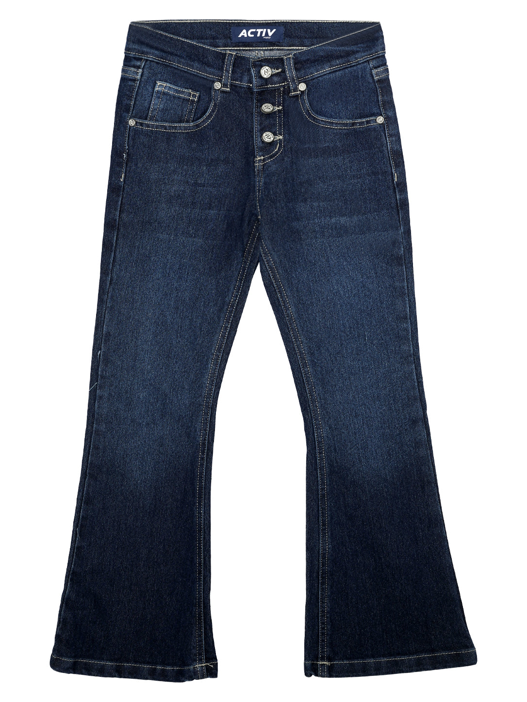 ACTIV High-Waist Dark Wash Blue Flared Denim Trousers