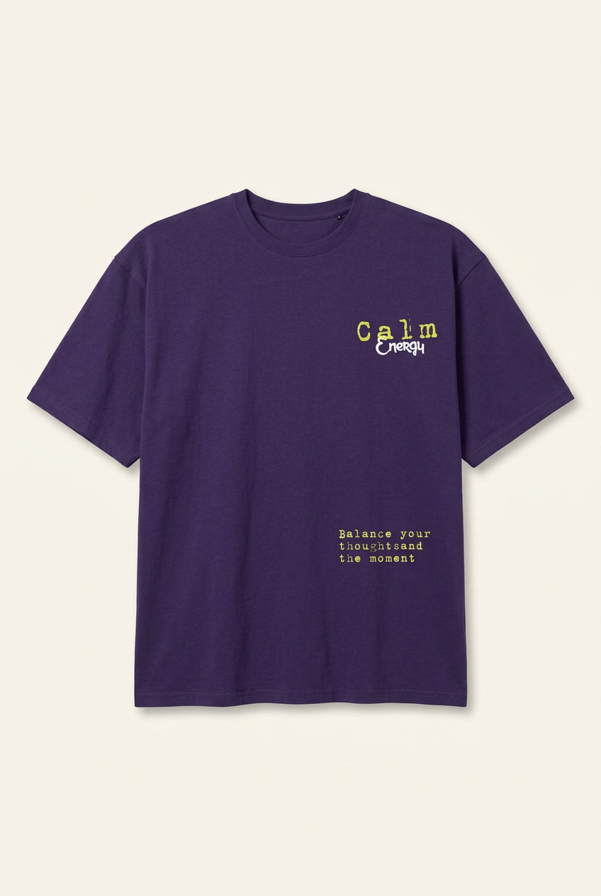 Unisex "Calm Energy" Typographic Box Fit T-Shirt