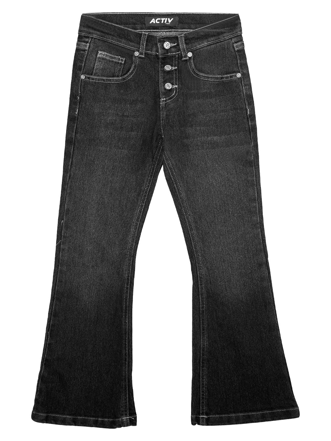 ACTIV High-Waist Washed Black/Charcoal Flared Denim Trousers