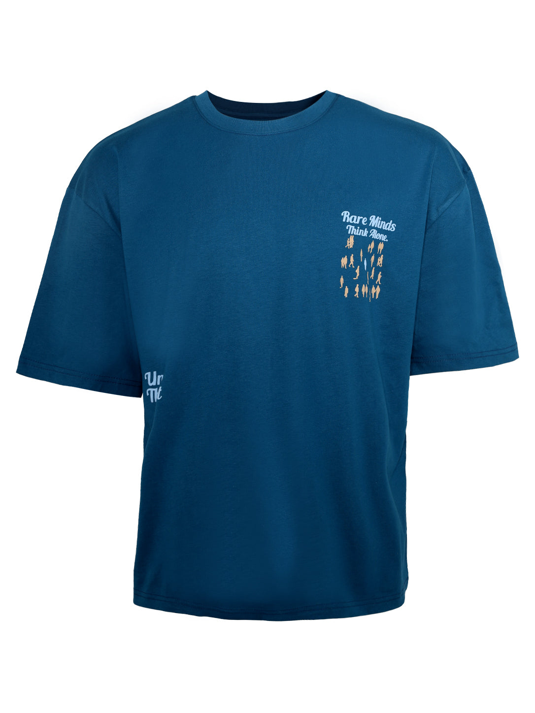 Men's Teal Blue "Rare Minds Think Alone" Graphic T-Shirt