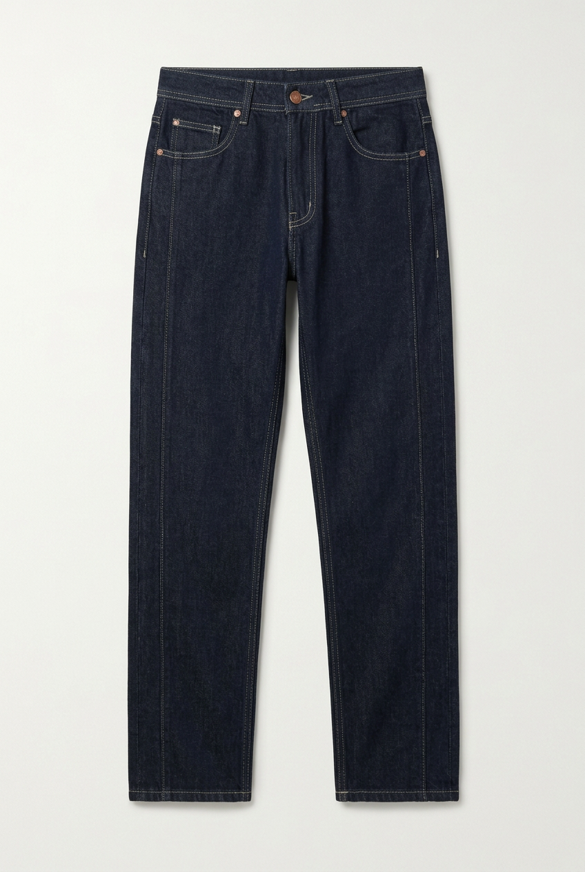 Men's Dark Indigo Straight-Fit Jeans – Classic Blue Denim Trousers