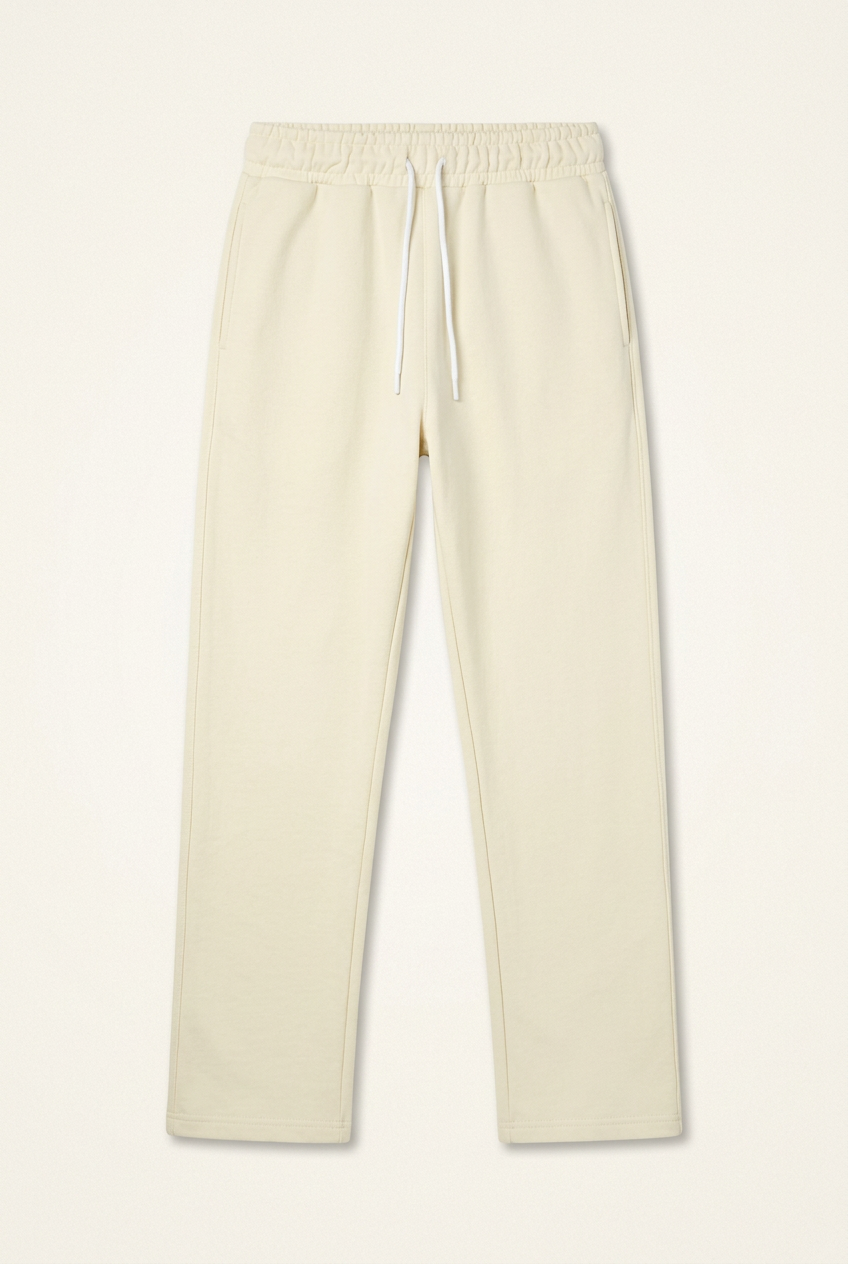 Men's Cream Straight-Leg Track Pants – Elastic Drawstring Waist Athletic Sweatpants