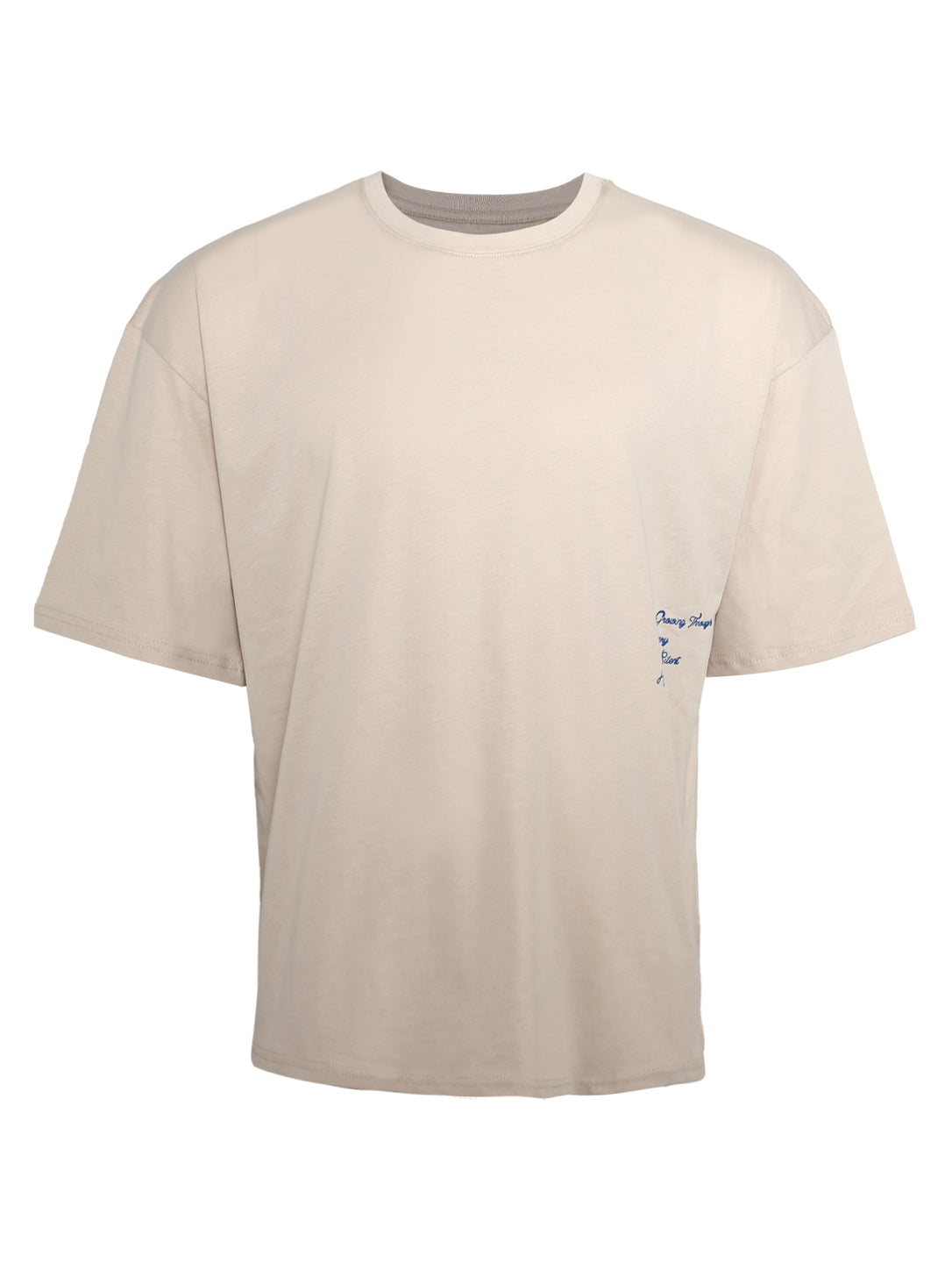 Men's Beige Oversized Script Detail T-Shirt