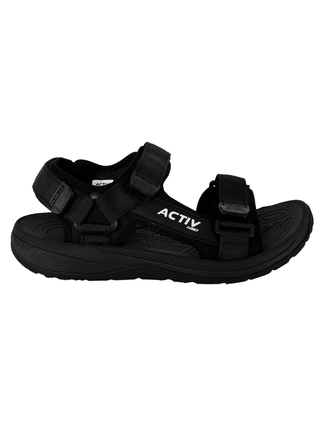 Sporty Black Adjustable Strap Sandals