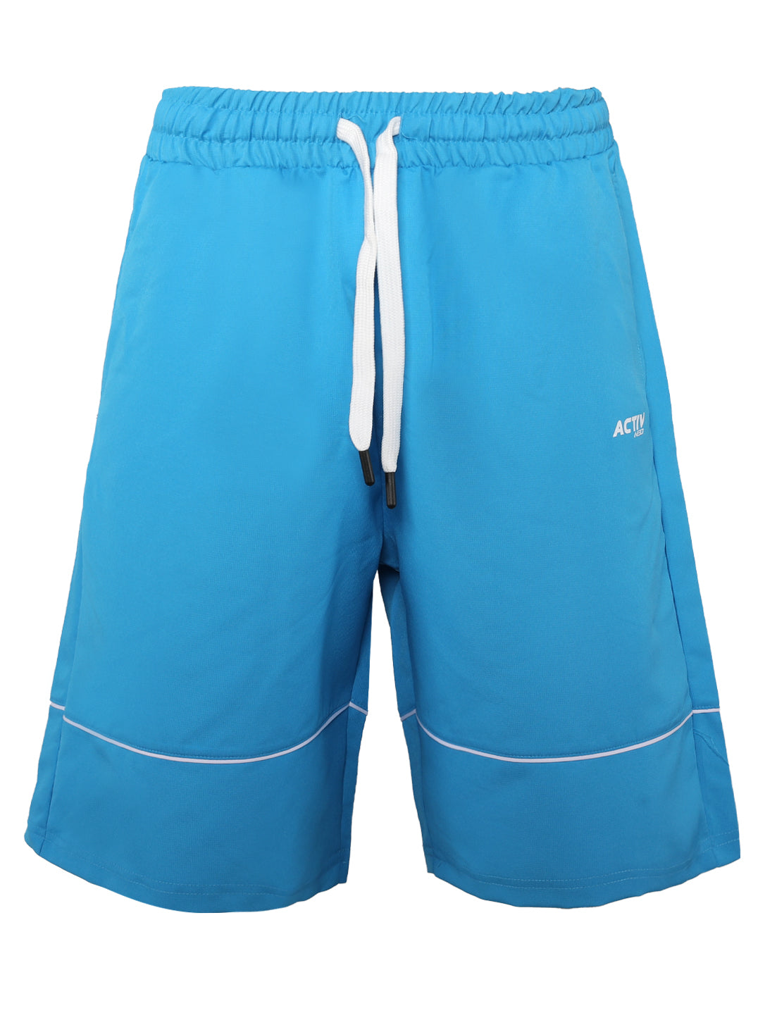 Men's Casual Athletic Drawstring Shorts – Bright Blue Activewear Shorts with Piping Detail